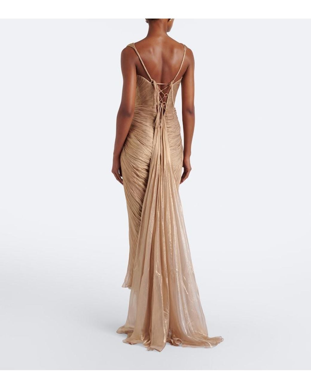 Maria Lucia Hohan Brown Corinna Silk Muslin Bustier Gown