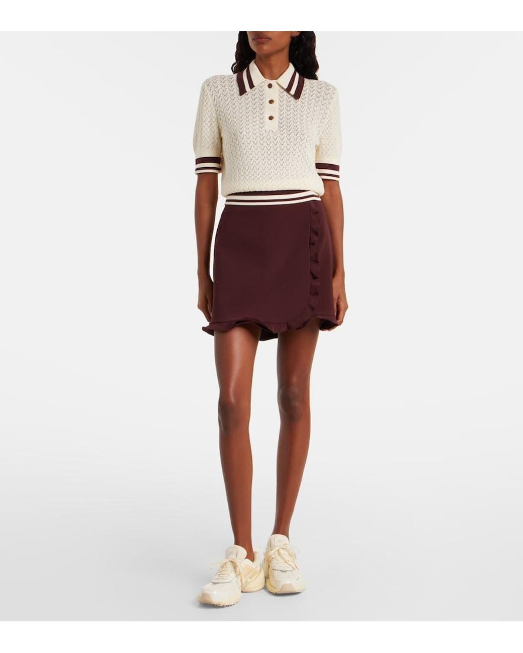 Tory Burch Red Ruffled Skort