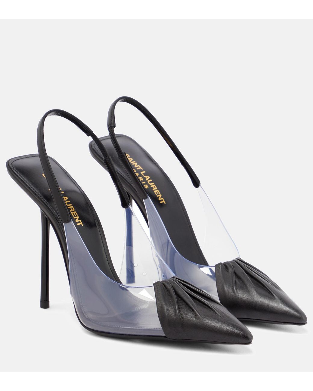Saint Laurent Chica 115 Pvc And Leather Pumps in Black