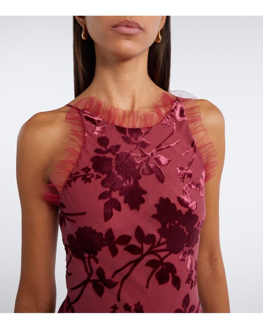 Rodarte Red Floral Devore Maxi Dress