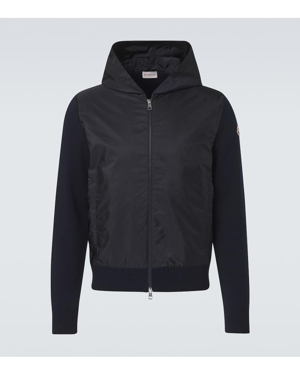 Moncler Blue Tricot Hooded Cotton-Blend Jacket for men