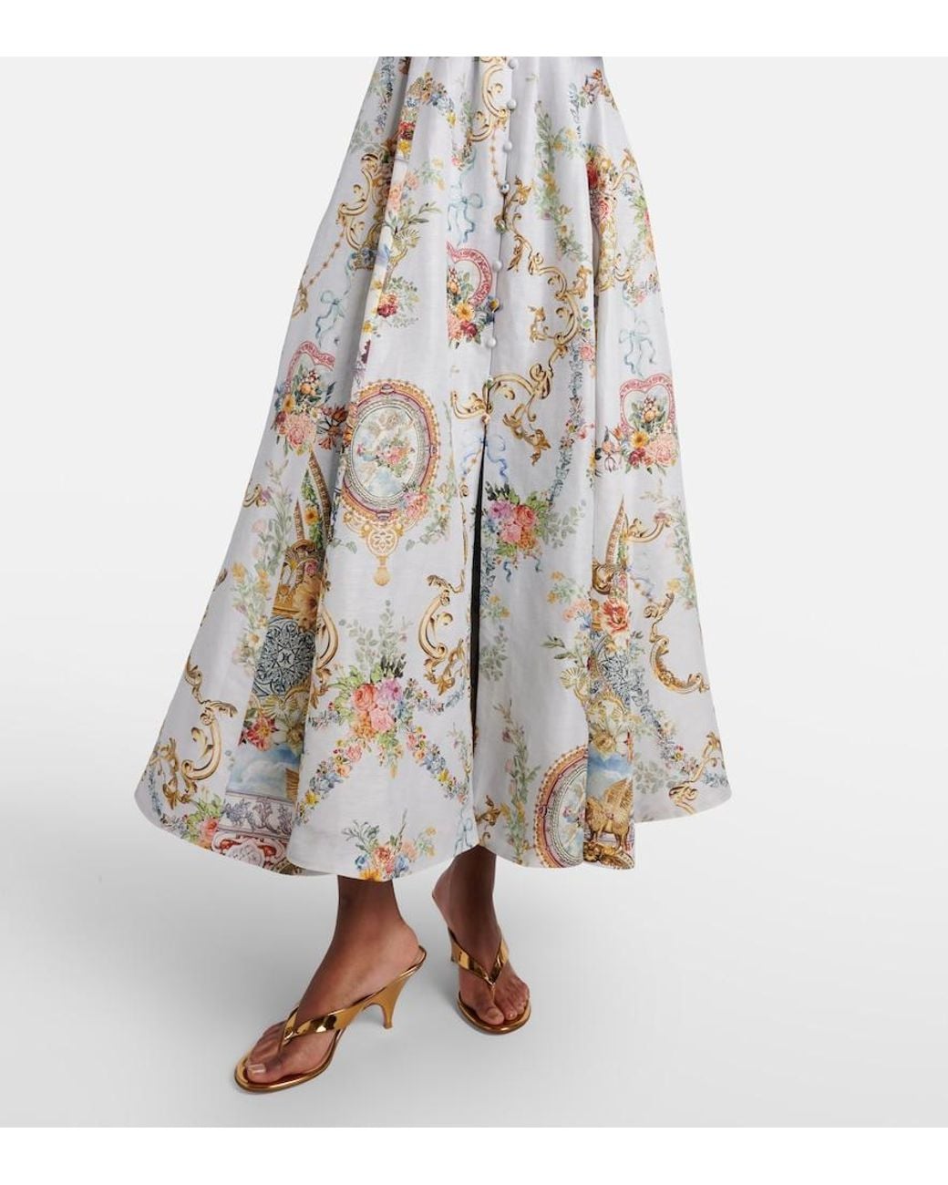 Camilla White Printed Linen And Silk Bustier Dress