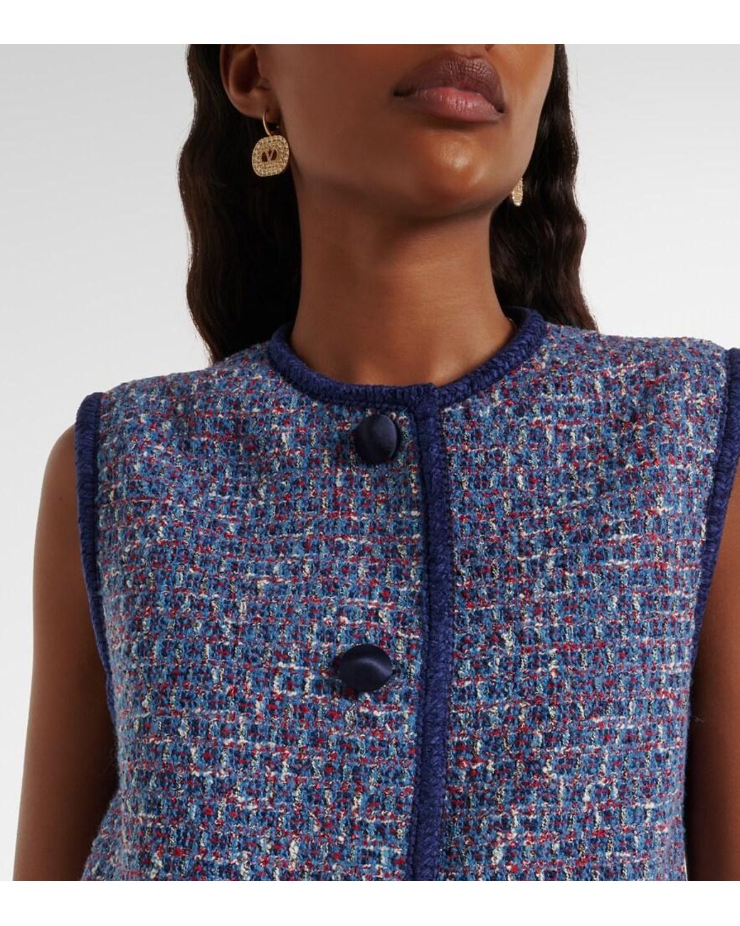 Valentino Garavani Blue Tweed Vest