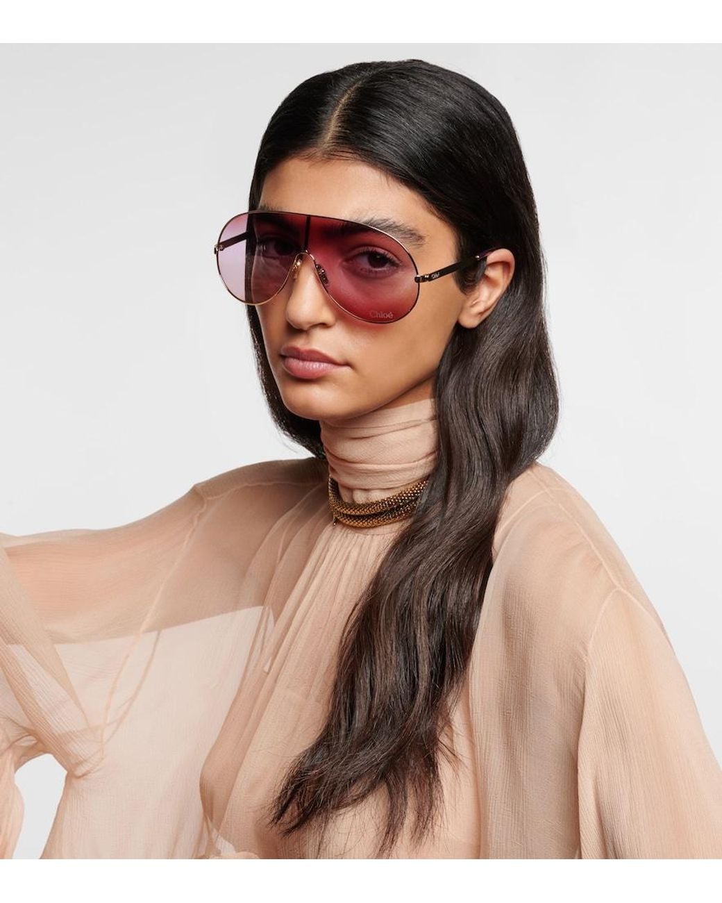 Chloé Pink Aly Shield Sunglasses