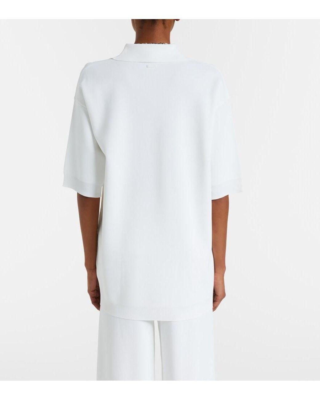 Max Mara White Knitted Crepe Top