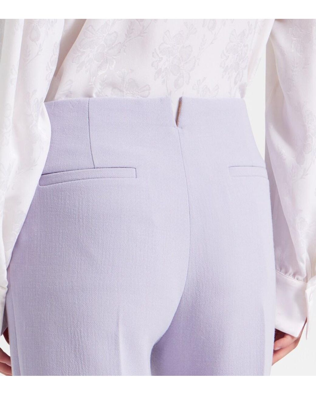 Chloé Purple High-Rise Virgin Wool Wide-Leg Pants