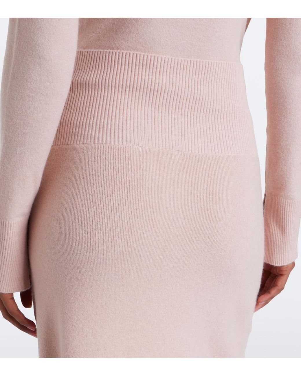 Erdem Pink Floral-Applique Knitted Midi Skirt