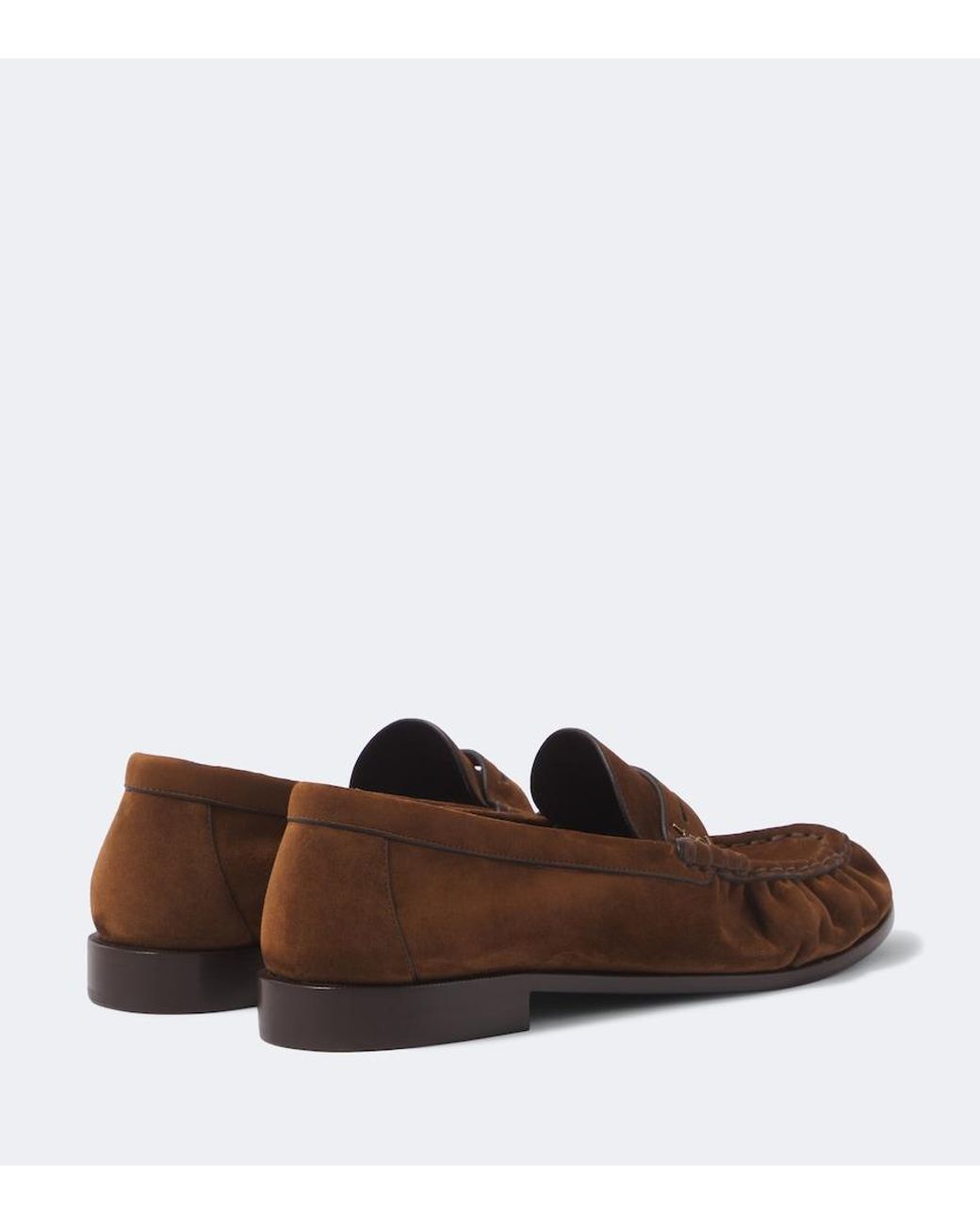 Saint Laurent Brown Le Loafer Cassandre Suede Penny Loafers for men