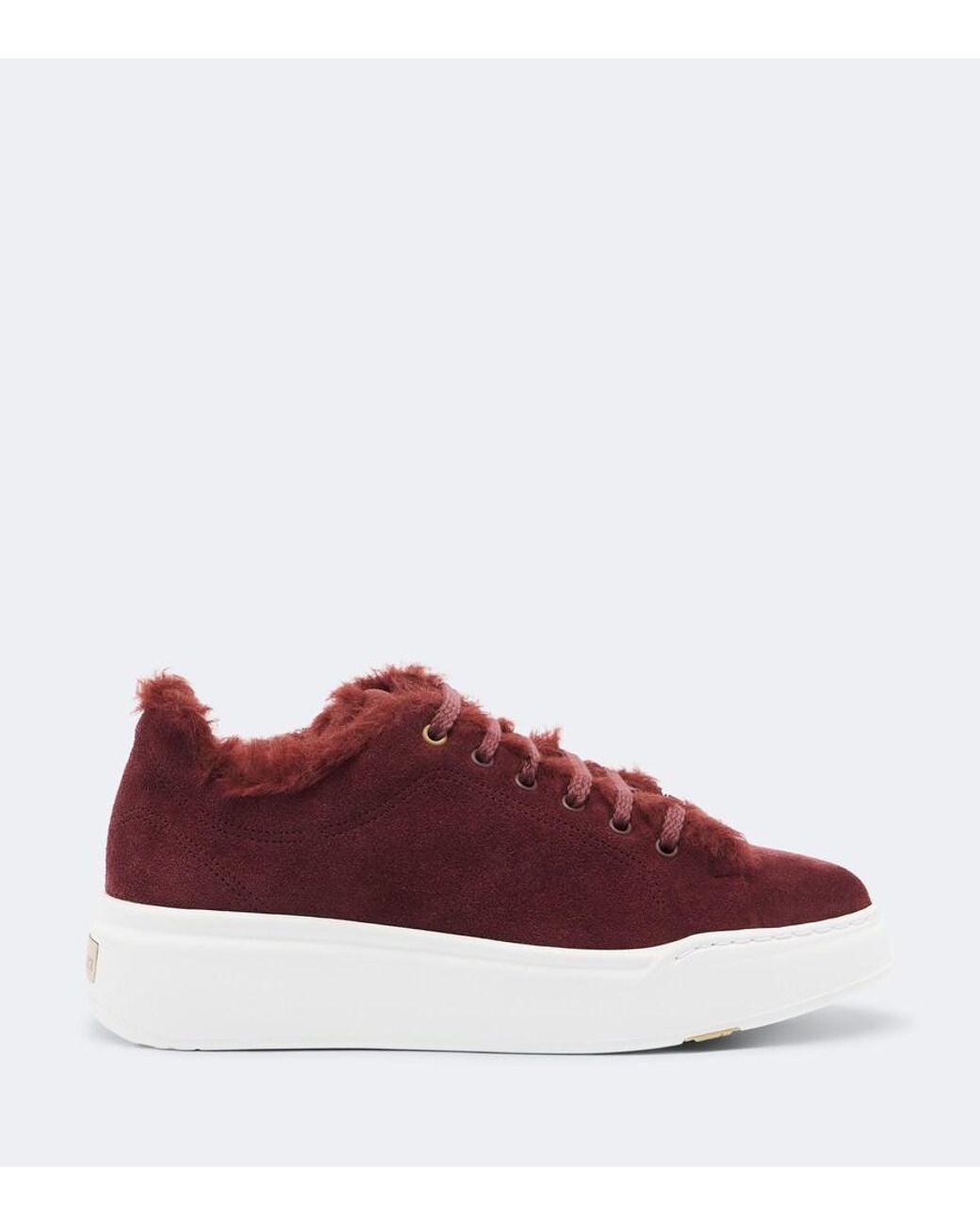 Max Mara Red Shearling-Lined Suede Sneakers