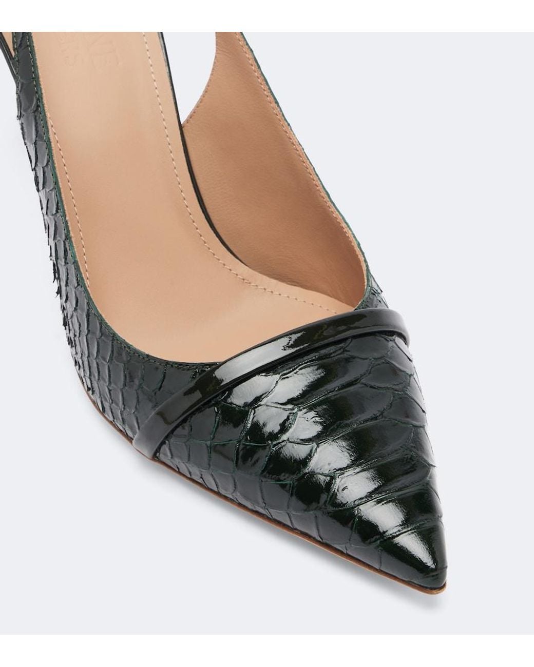 Malone Souliers Metallic Schiffer Patent Leather Slingback Pumps