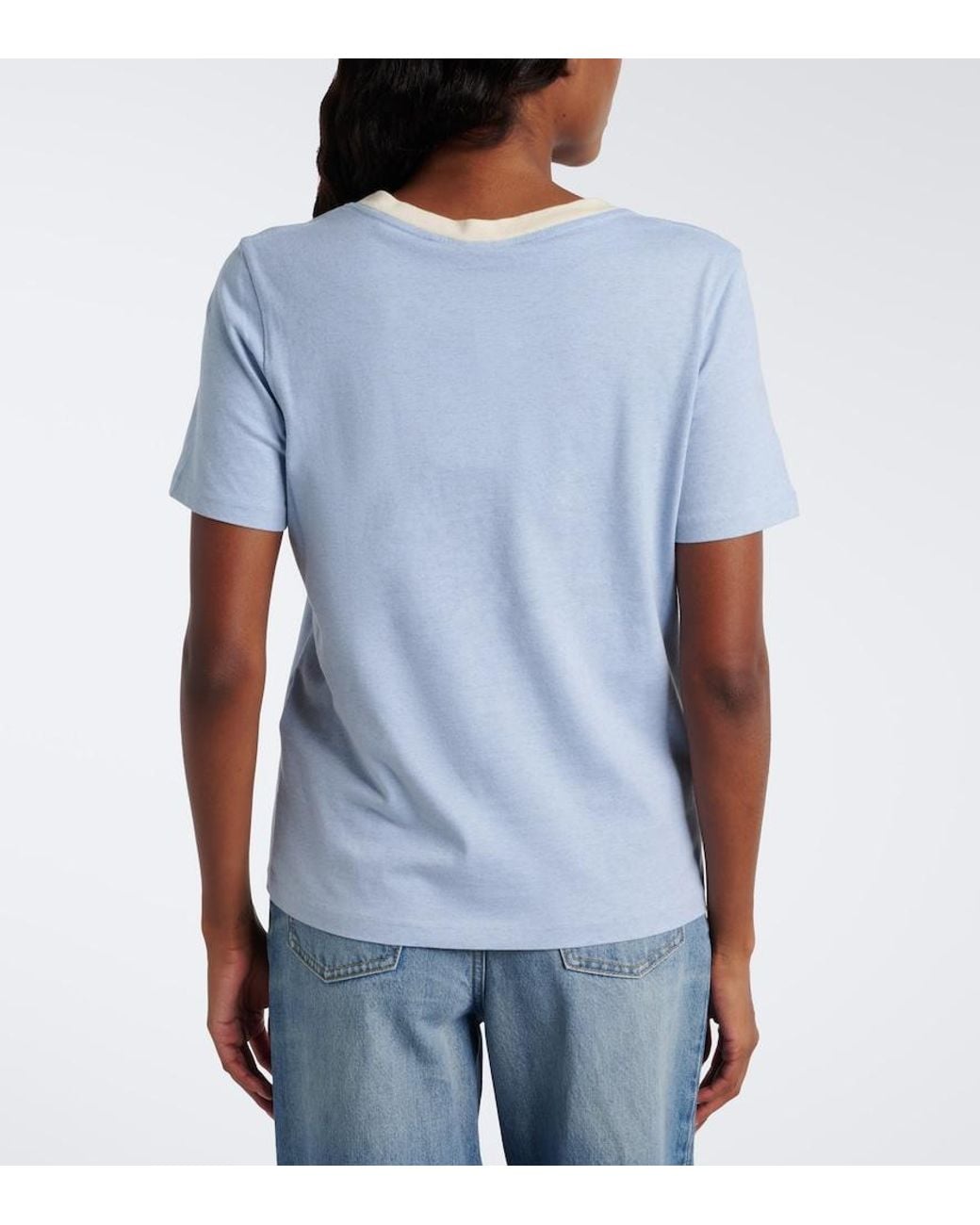 Chloé Blue Logo Printed Cotton Jersey T-Shirt