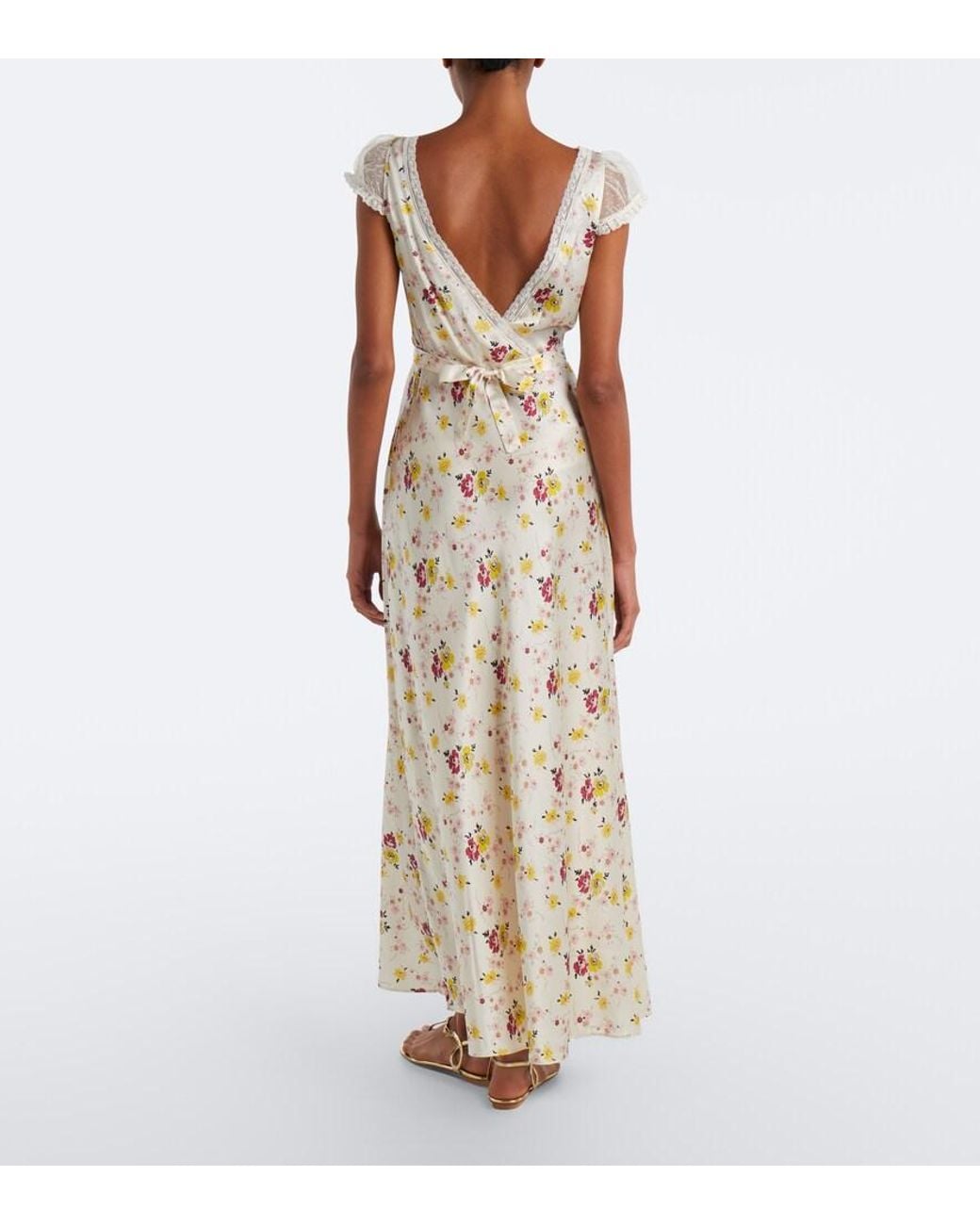 Doen Metallic Corelia Lace-Trimmed Silk Satin Maxi Dress