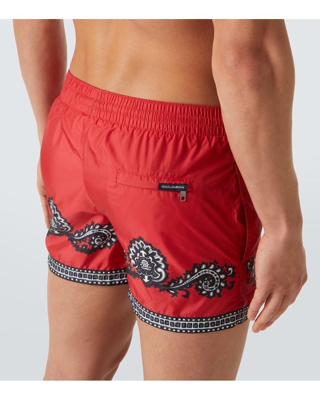 Dolce & Gabbana Red Short Swim Trunks With Bandanna for men