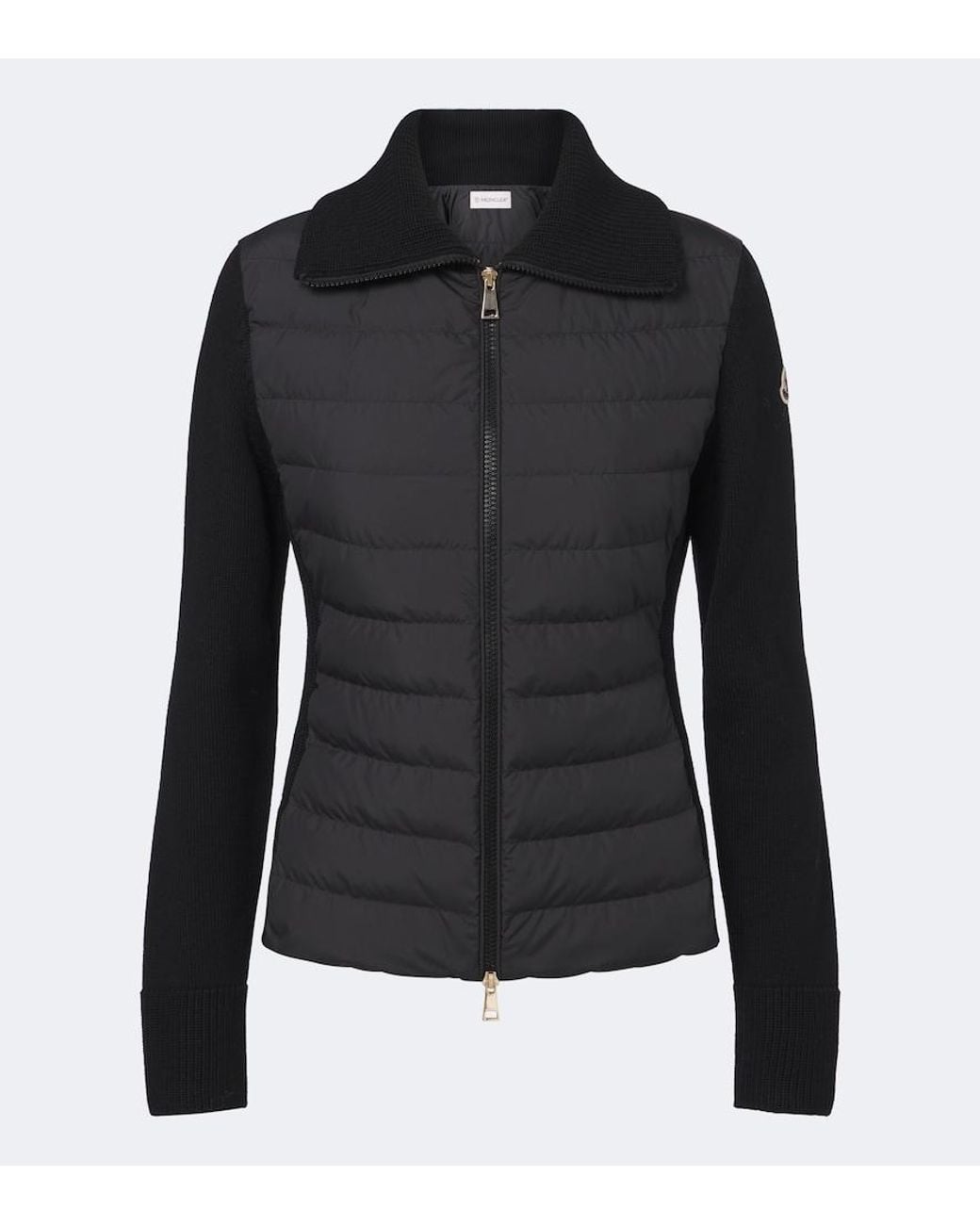 Moncler Black Down-Paneled Virgin Wool Cardigan