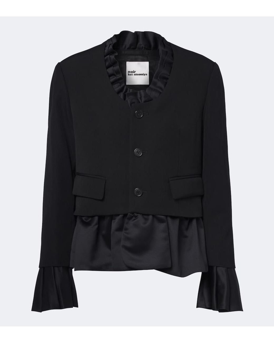 Noir Kei Ninomiya Black Ruffled Peplum Wool Jacket