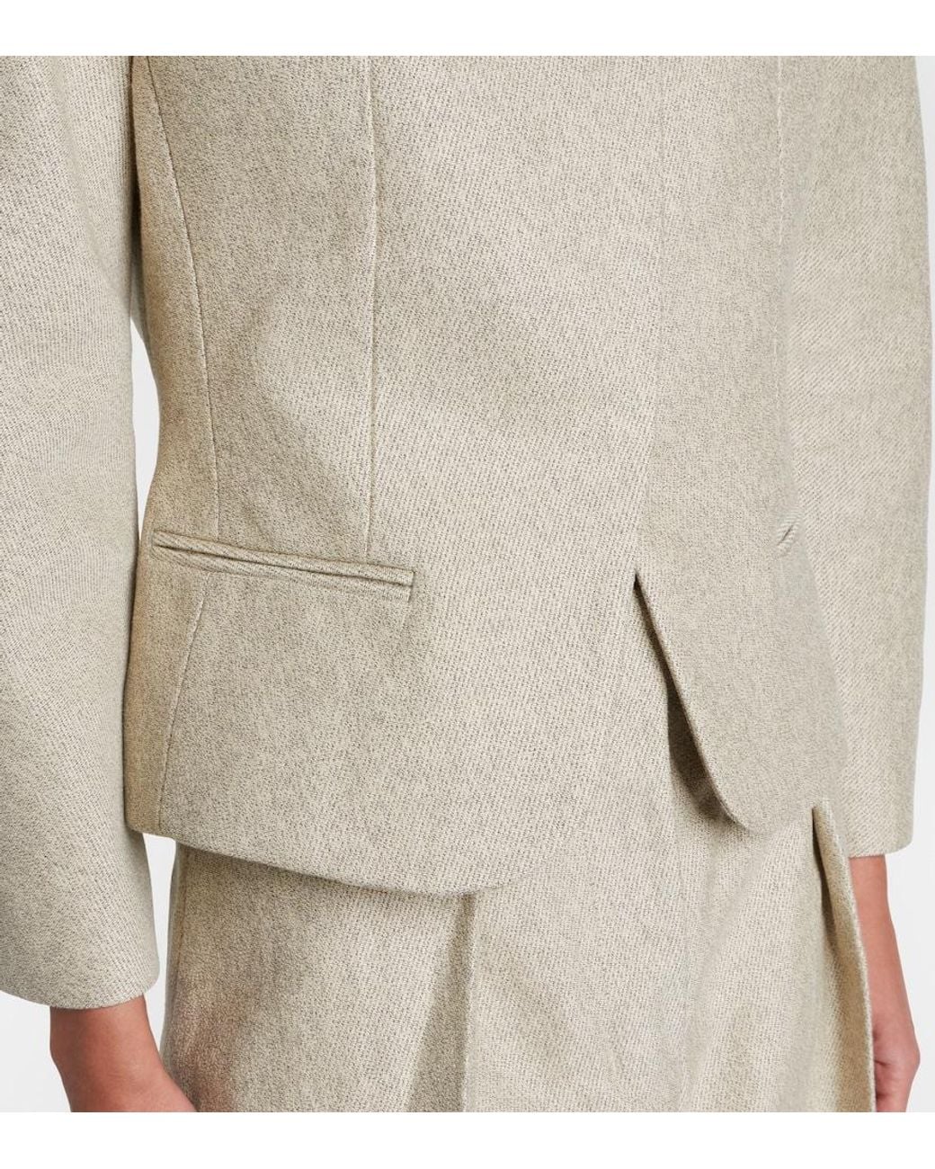 Jacquemus Natural Ovalo Cotton And Linen Jacket