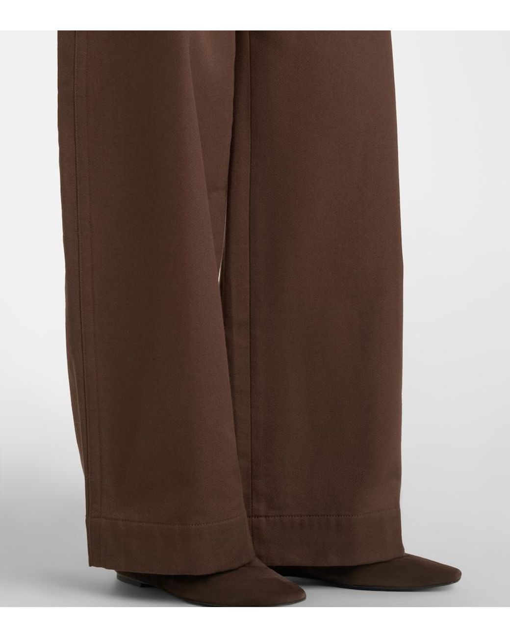 Vince Brown Cotton Twill Wide-Leg Pants