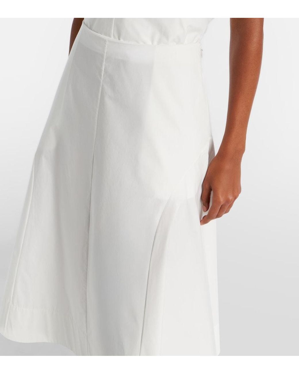 Khaite White Artin Cotton Midi Skirt
