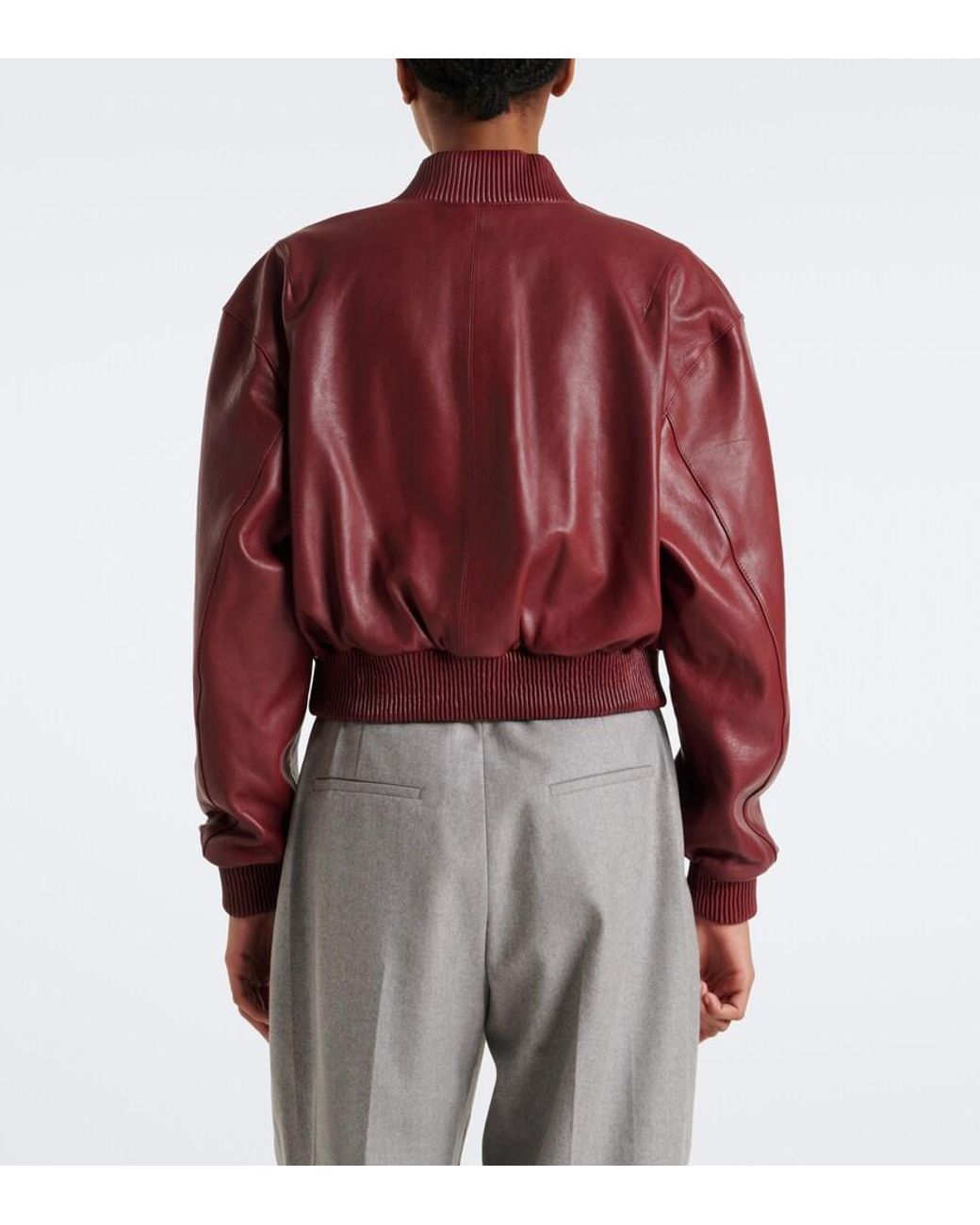 Arma Red Hannah Leather Bomber Jacket