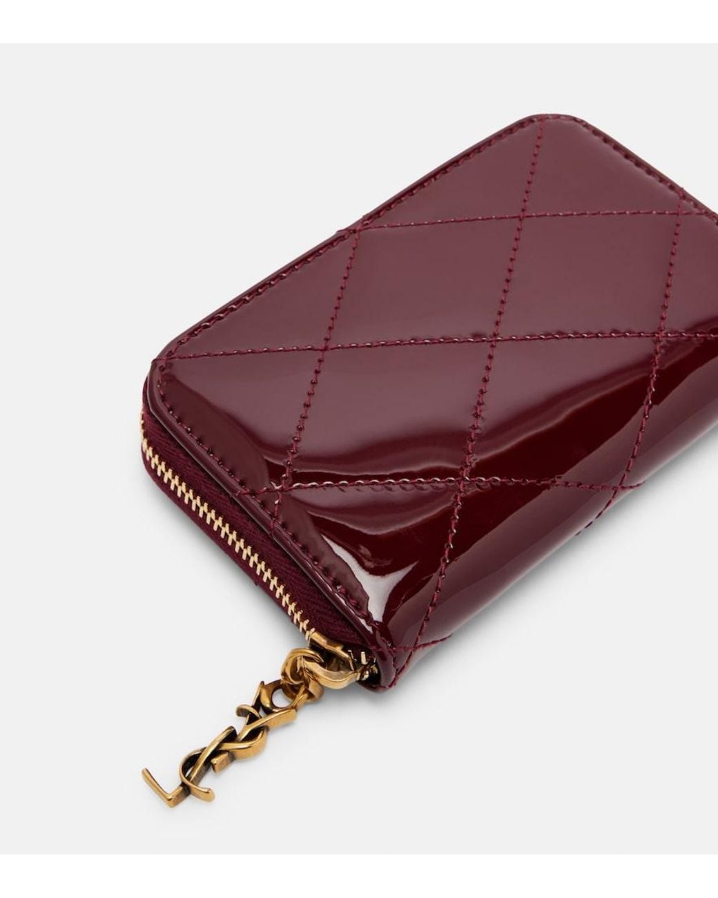 Saint Laurent Red Cassandre Bijou Patent Leather Wallet