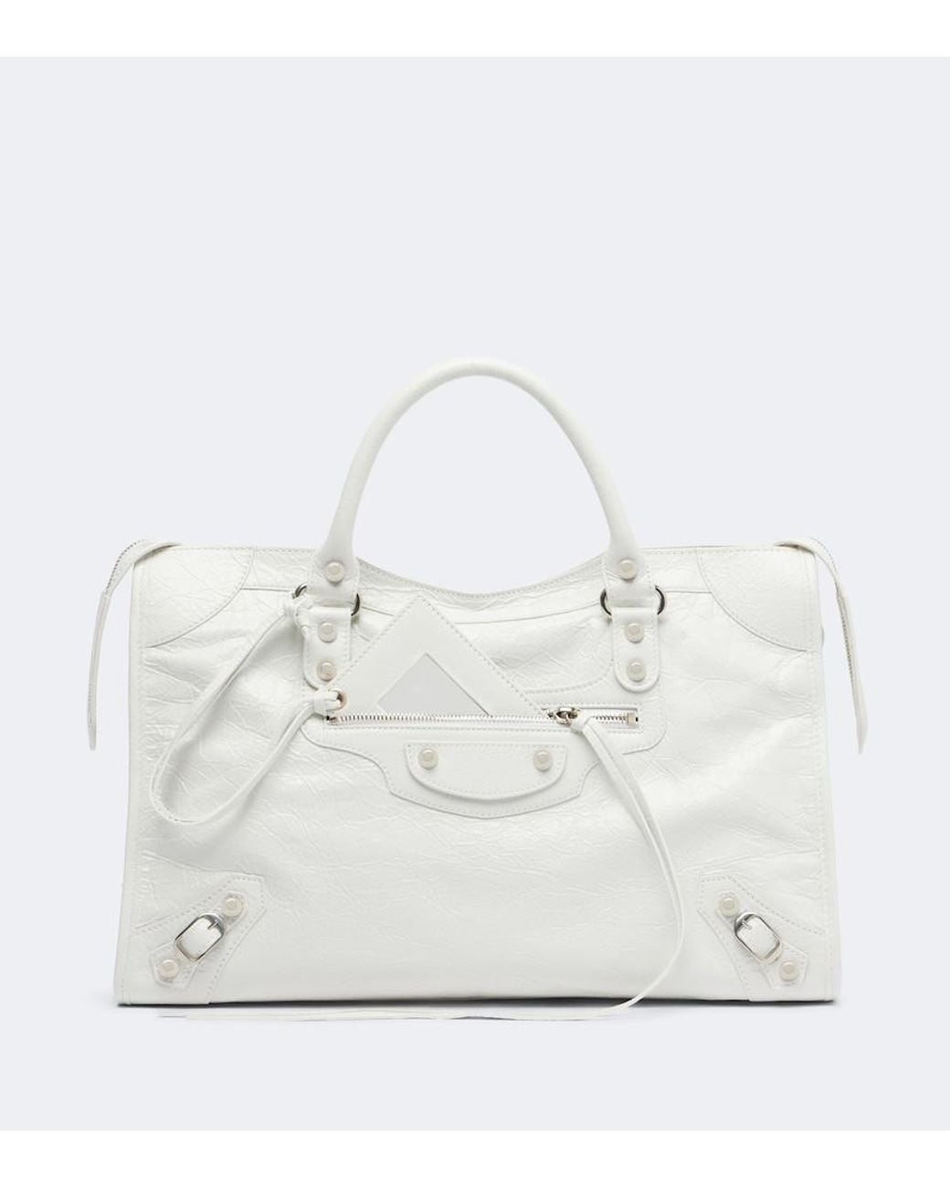 Balenciaga White Le City Medium Leather Top-Handle Bag