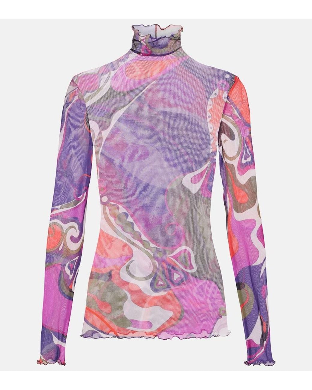 Emilio Pucci Purple Orchidee Tulle Top