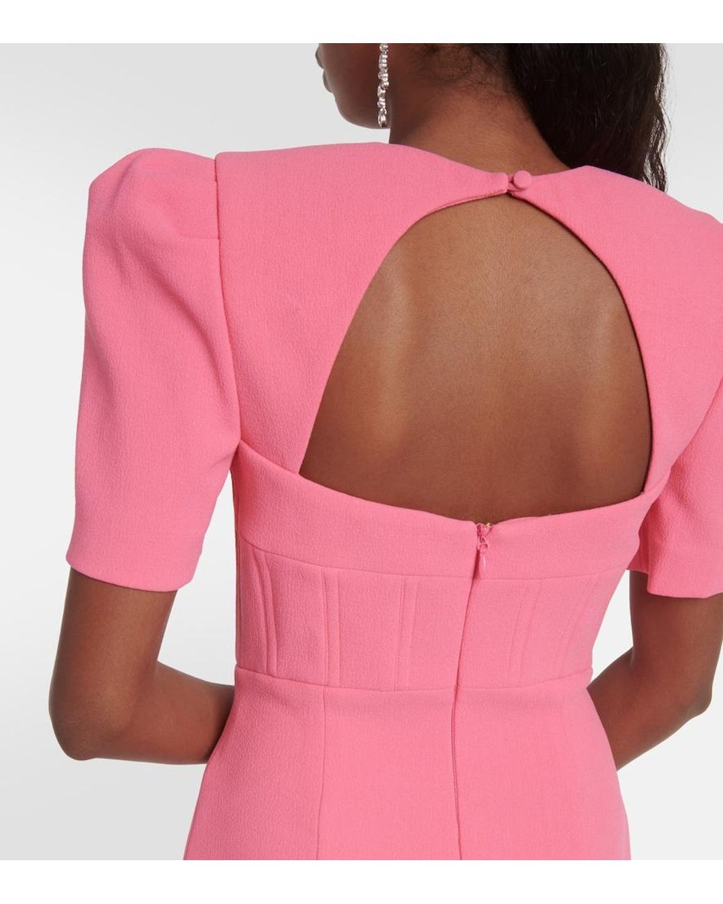 Rebecca Vallance Pink Marie Puff-Sleeve Midi Dress