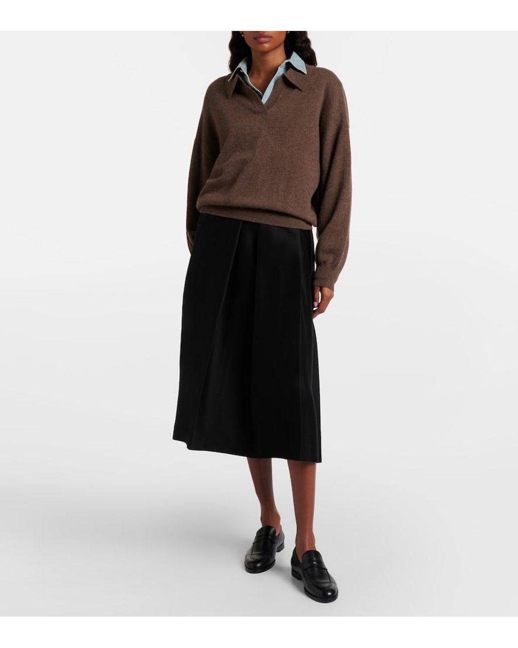 Lisa Yang Brown Katriel Cashmere Polo Sweater
