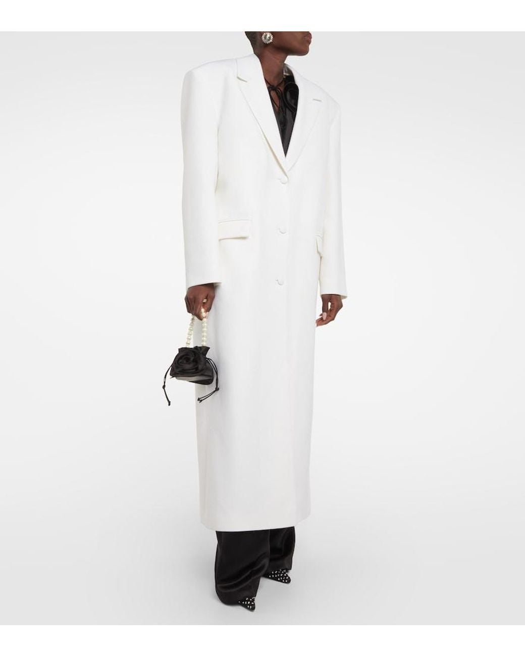 Magda Butrym White Single-Breasted Wool Coat