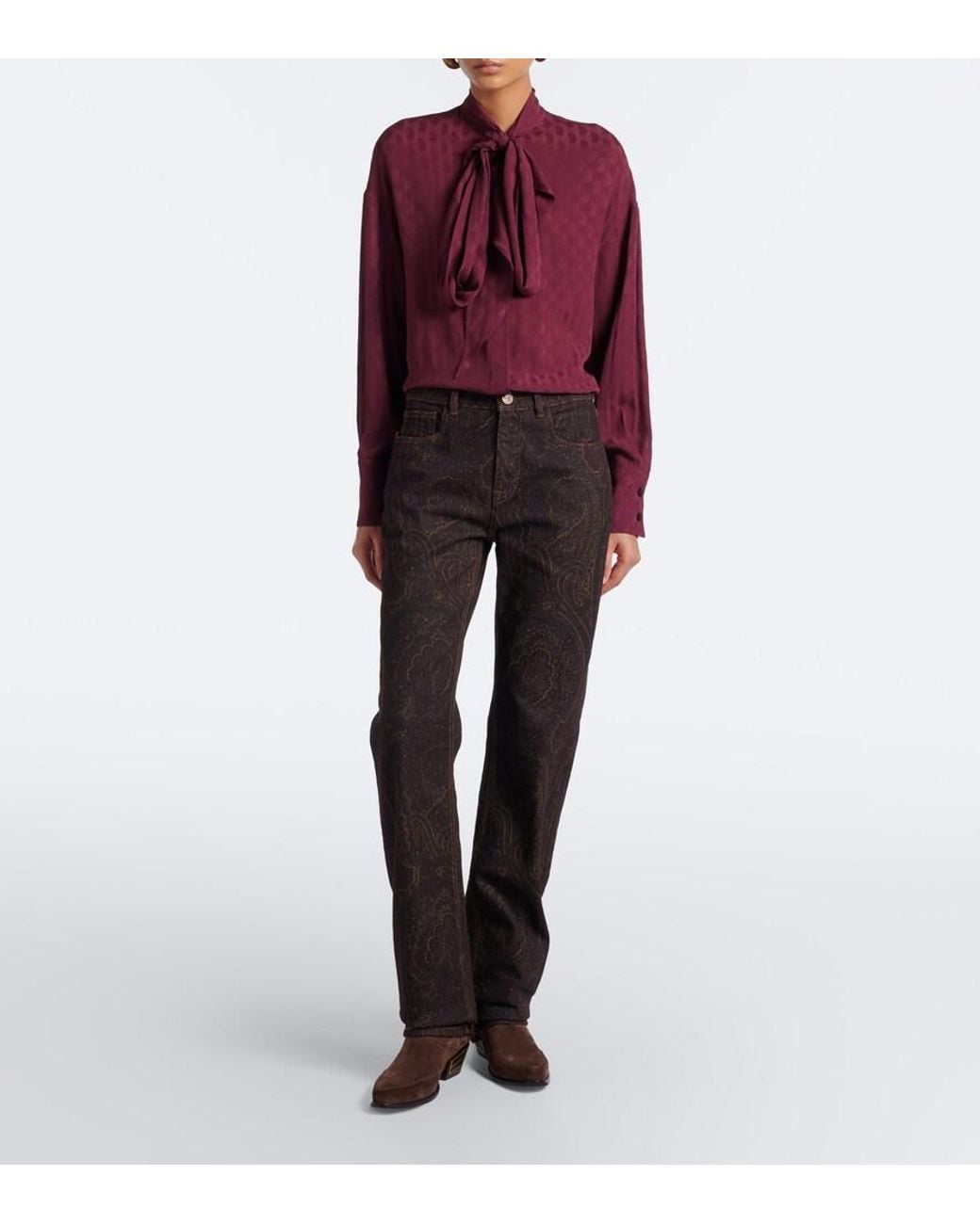Etro Black Paisley Straight Jeans