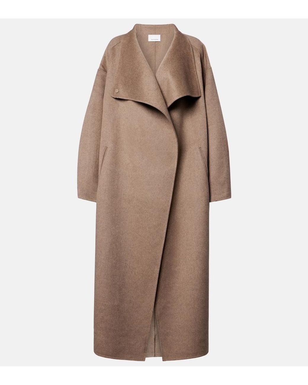 Frankie Shop Natural Leroy Wool-Blend Wrap Coat