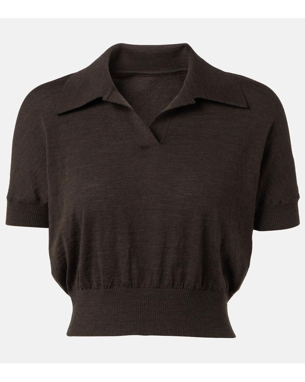 Khaite Black Morgane Wool-Blend Polo Shirt