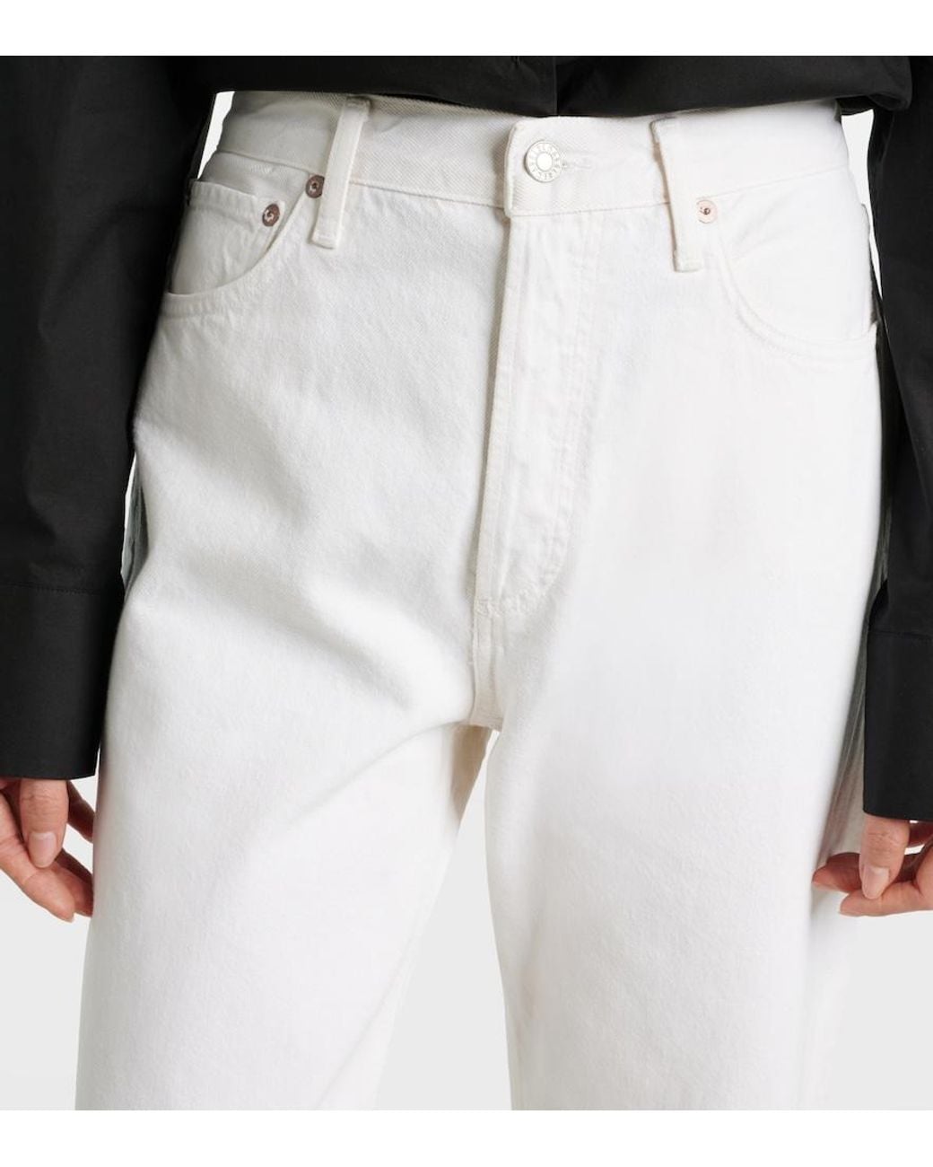 Agolde White 90's Mid-Rise Straight Jeans