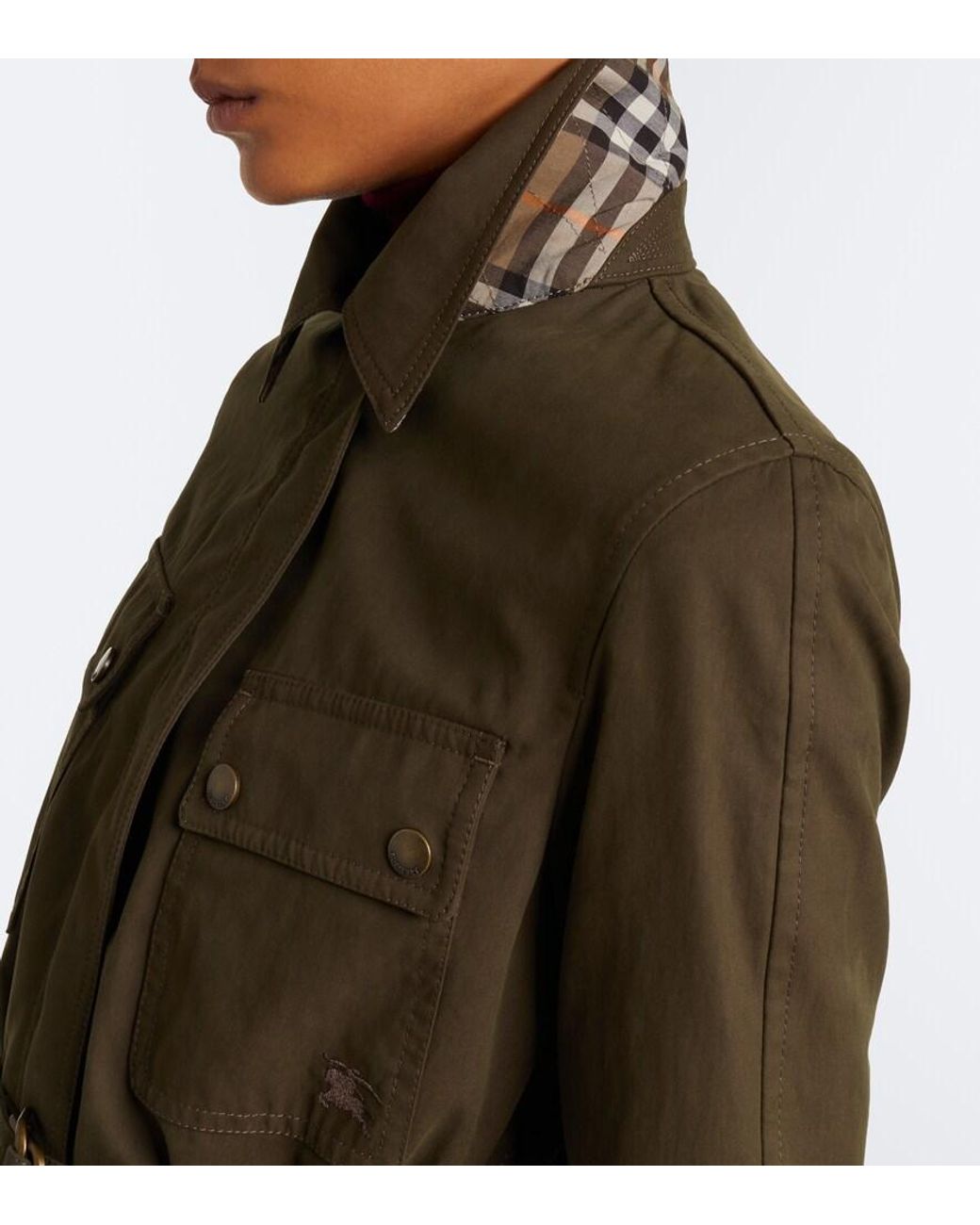 Burberry Green Belted Cotton-Blend Jacket