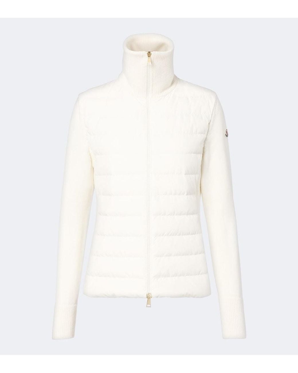 Moncler White Down-Paneled Virgin Wool Cardigan