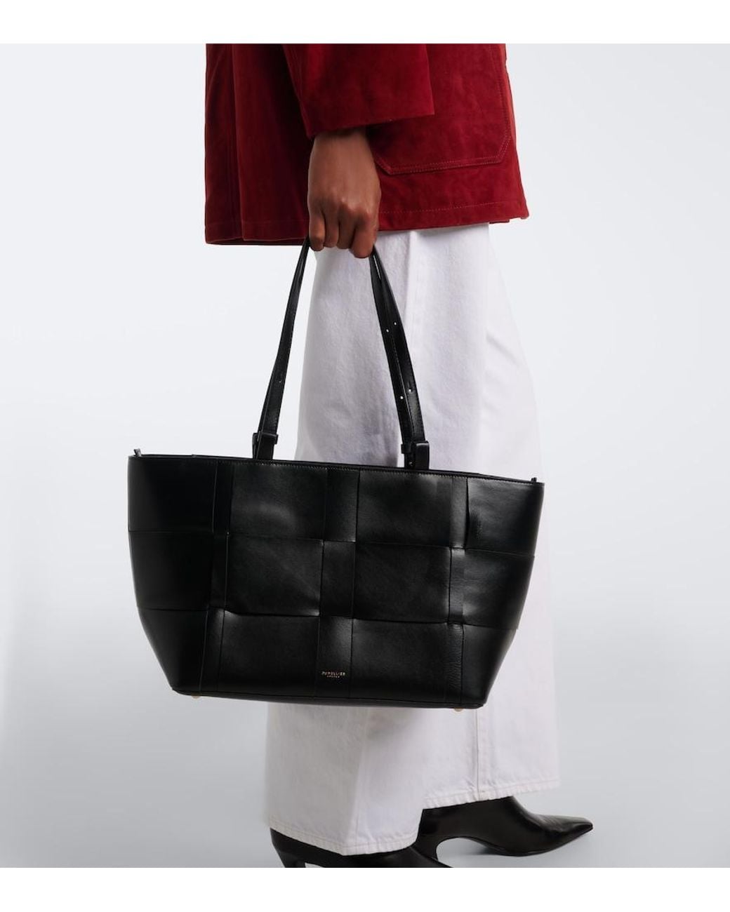 DeMellier London Black Florence Large Woven Leather Tote Bag