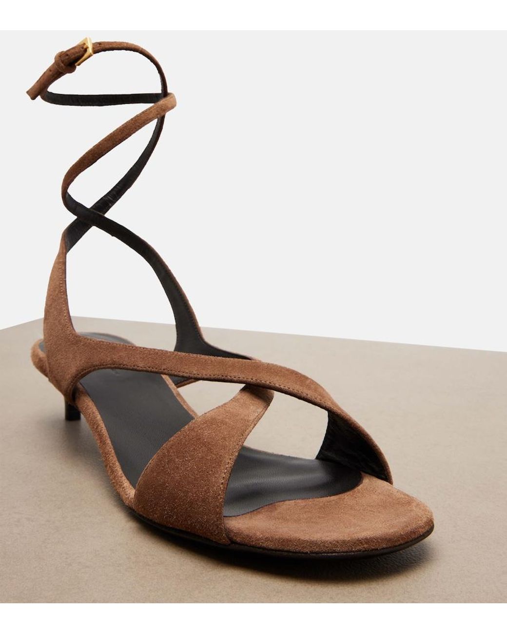 Khaite Brown Liria Suede Sandals