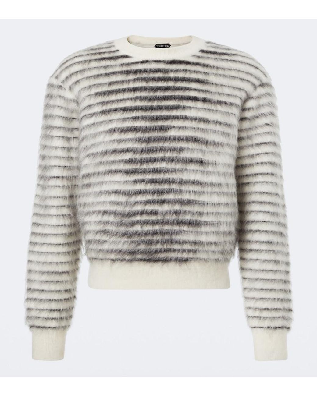 Tom Ford Gray Striped Mohair, Wool, And Silk-Blend Sweater for men