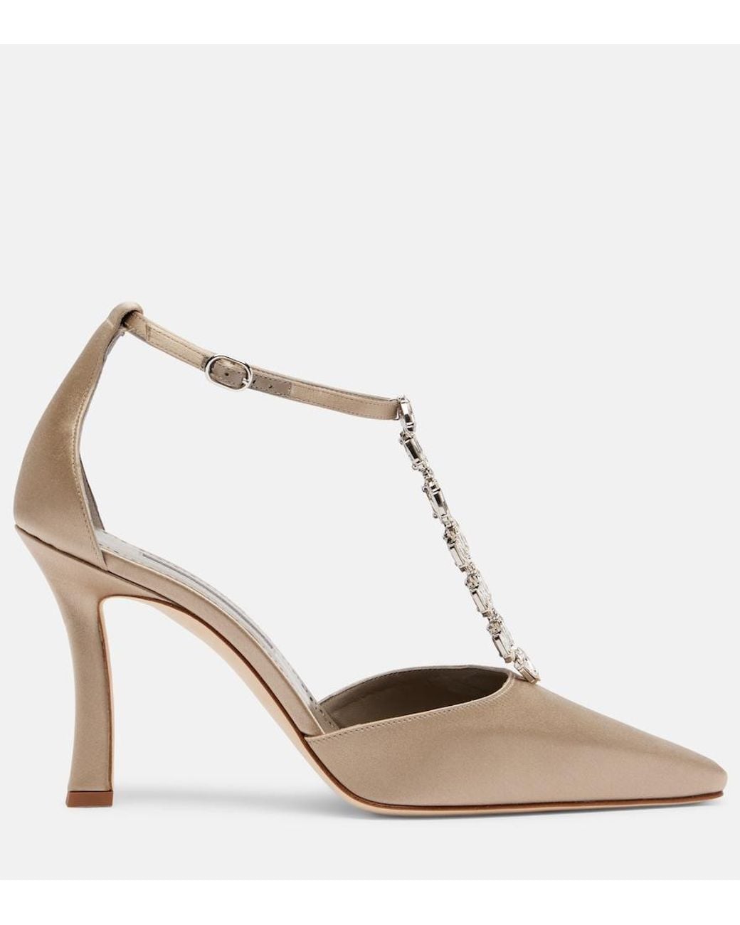 Manolo Blahnik Metallic Molara Embellished Satin Pumps