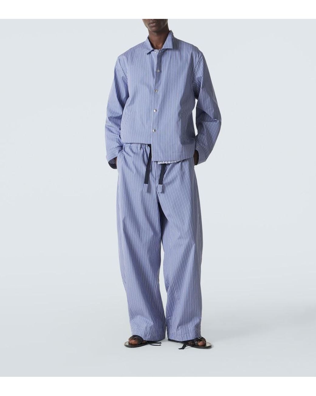 Sacai Blue Striped Cotton Poplin Blouson Jacket for men