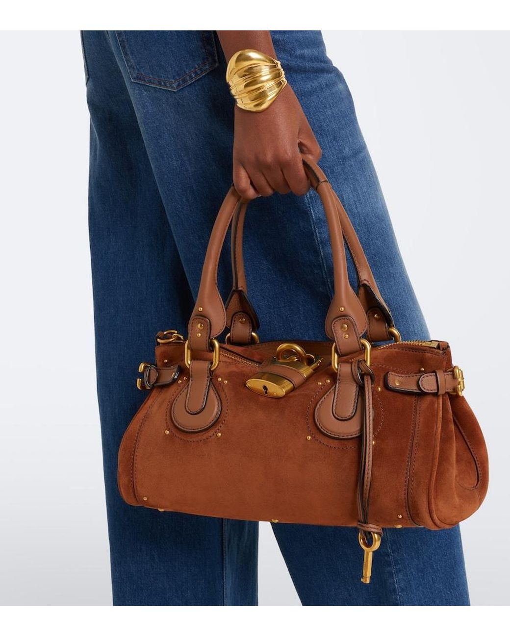 Chloé Brown Paddington Suede Shoulder Bag