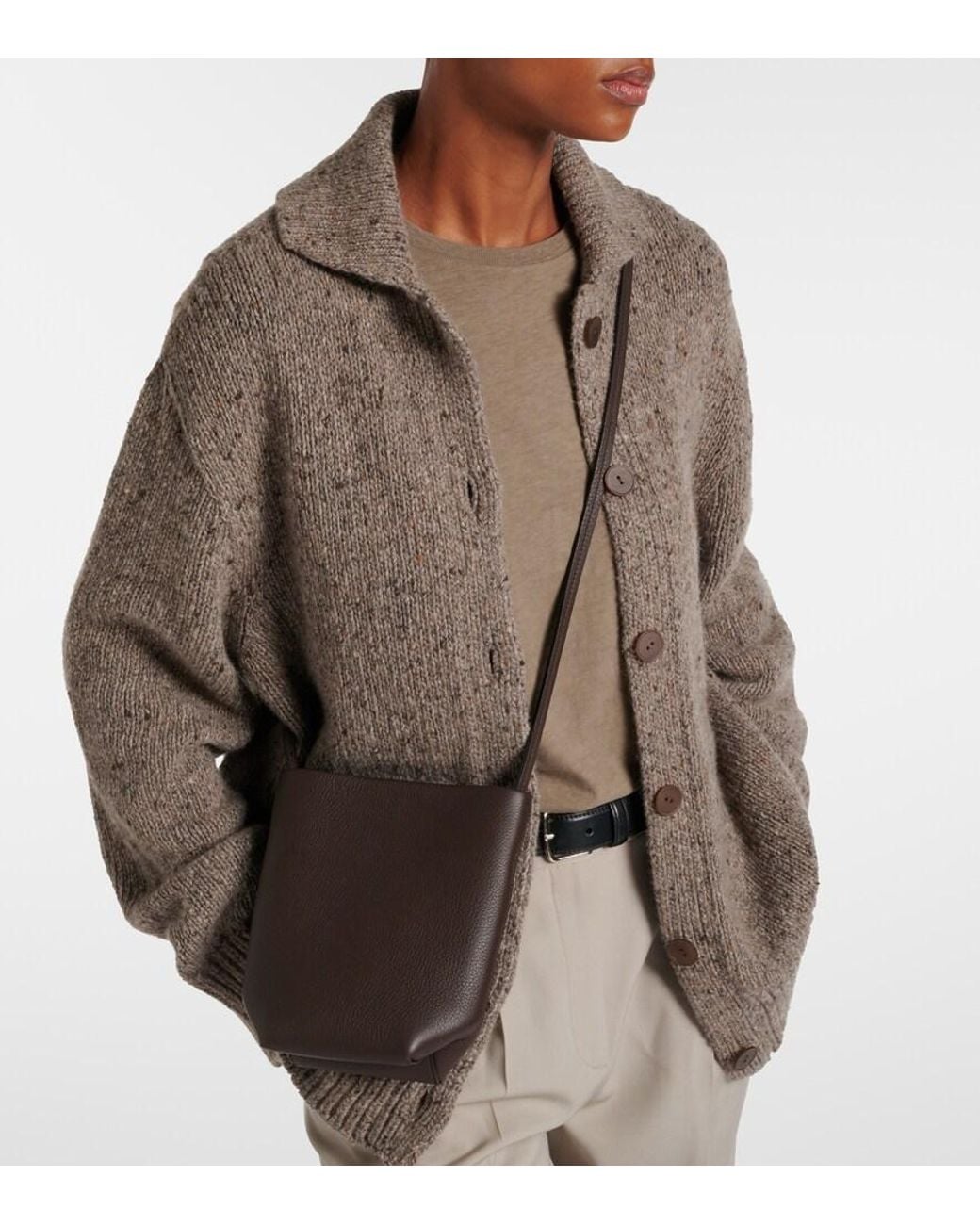 The Row White Crossbody Bag N/S Park Aus Leder