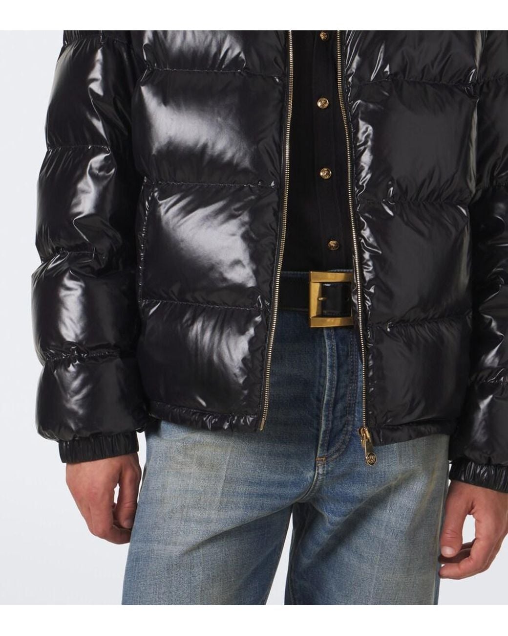 Versace Black Barocco Hooded Down Jacket for men