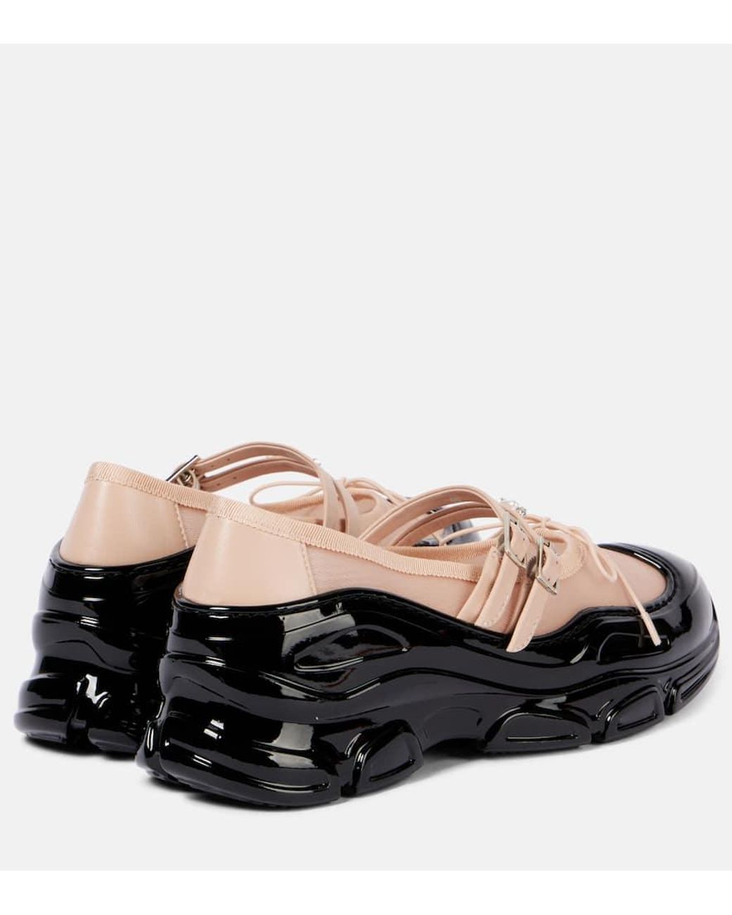 Simone Rocha Tracker Leather-Trimmed Mary Jane Flats in Black | Lyst UK