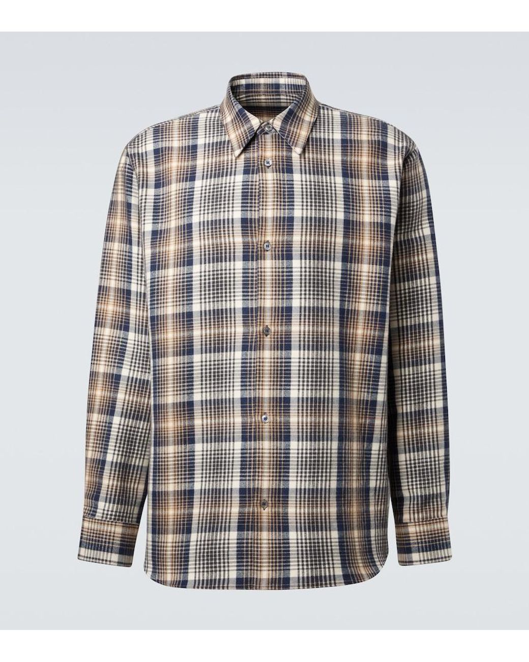 Studio Nicholson Blue X Aaron Levine View Checked Cotton Shirt for men