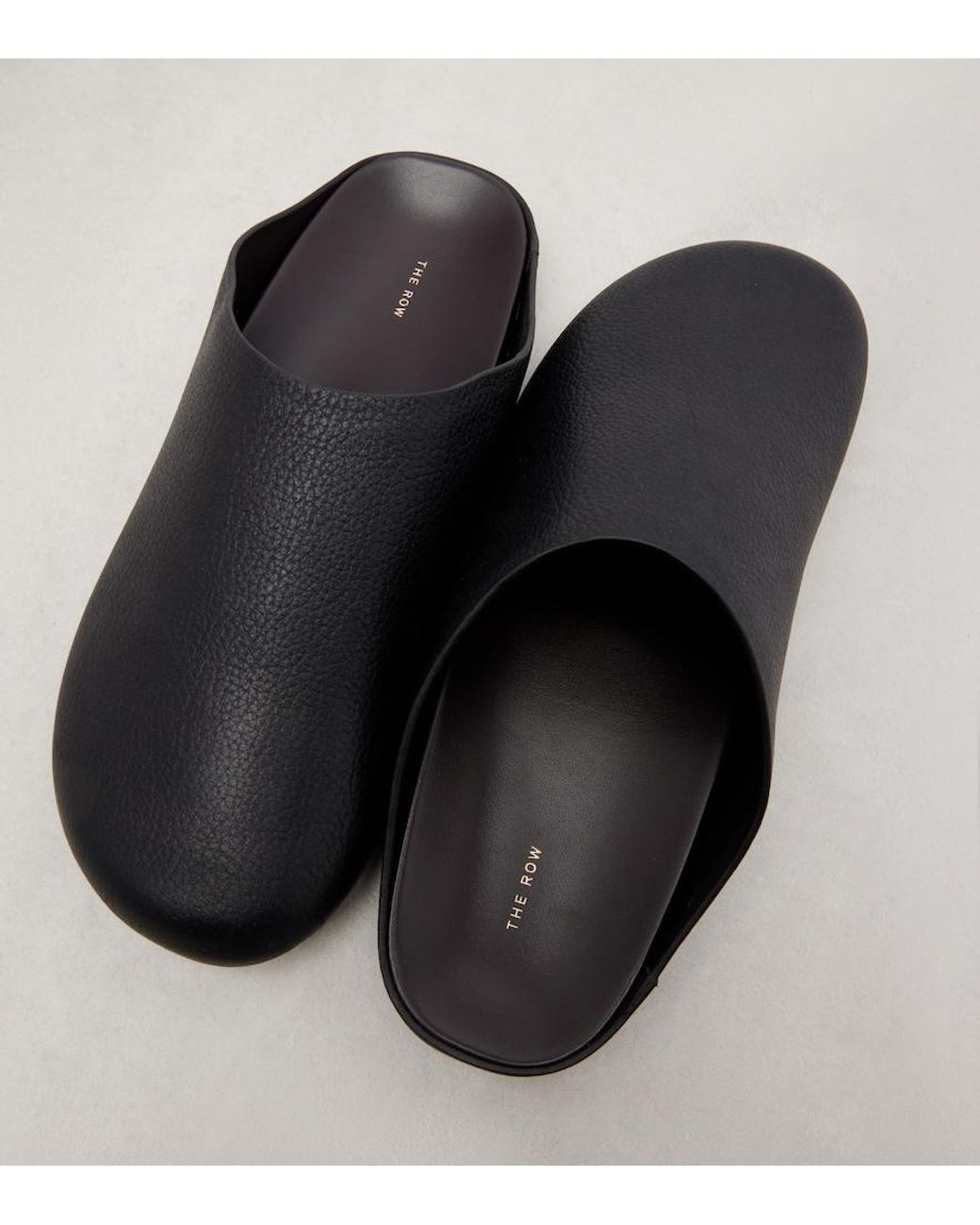 The Row Gray Hudson Leather Mules