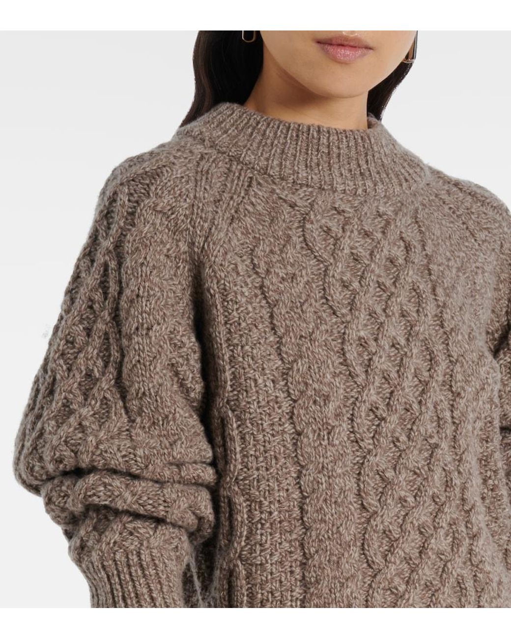 Emilia Wickstead Brown Emory Cable-Knit Wool Sweater