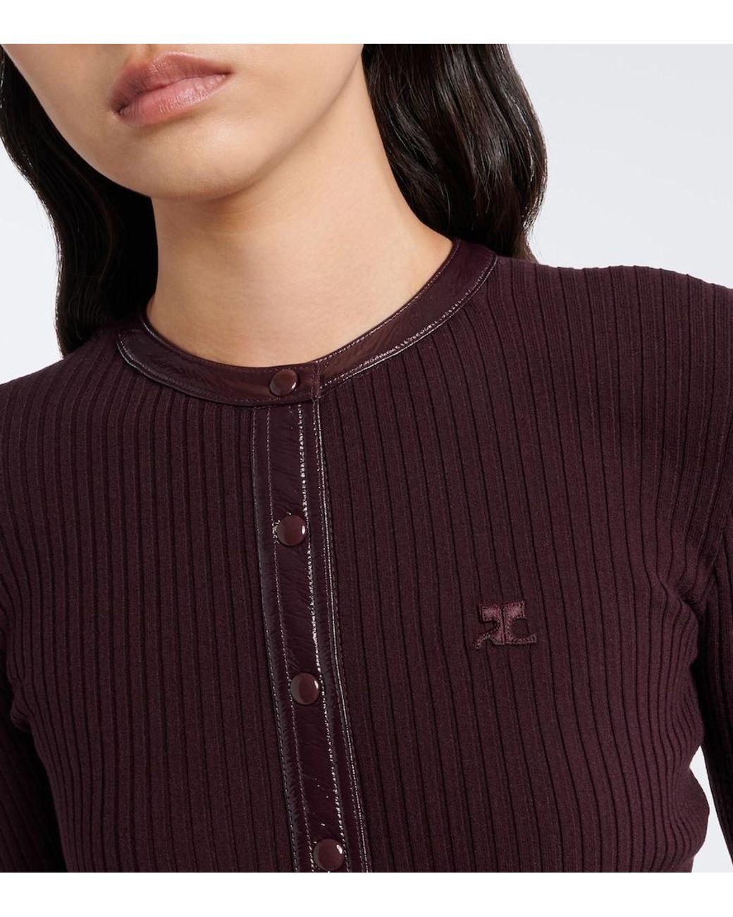 Courreges Blue Ribbed-Knit Cardigan