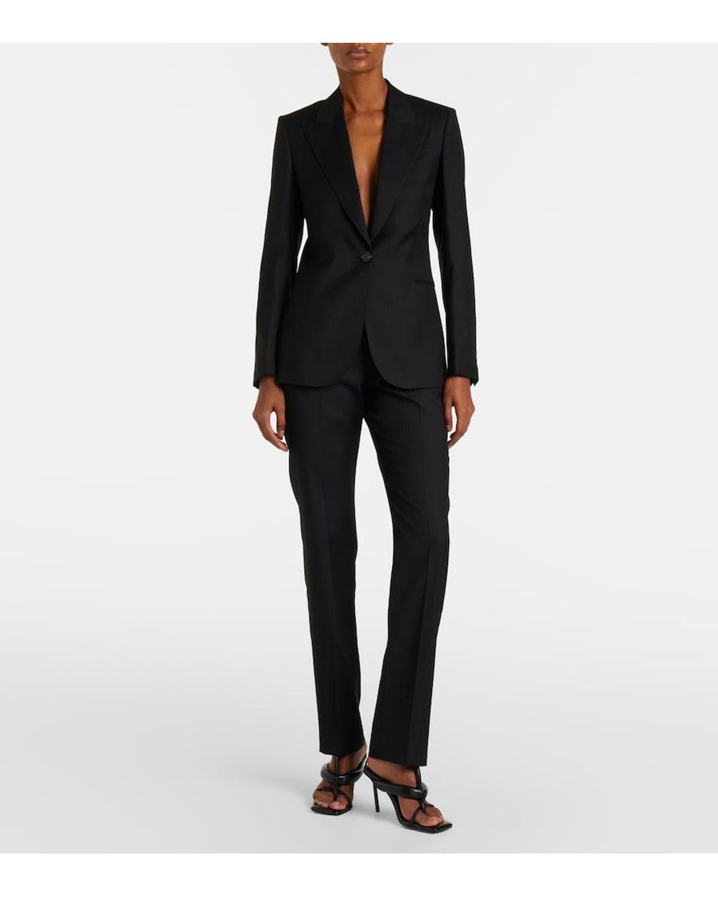 Givenchy Black Chalk Stripe Wool Blazer
