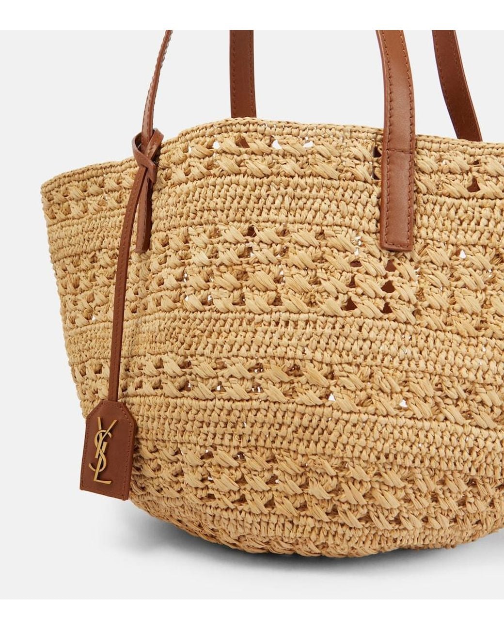 Saint Laurent Natural Panier Small Raffia Basket Bag